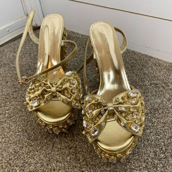 Azalea Wang MAYA-GOLD rhinestone PLATFORM HEELED SANDAL woman’s size 11 - Picture 10 of 10
